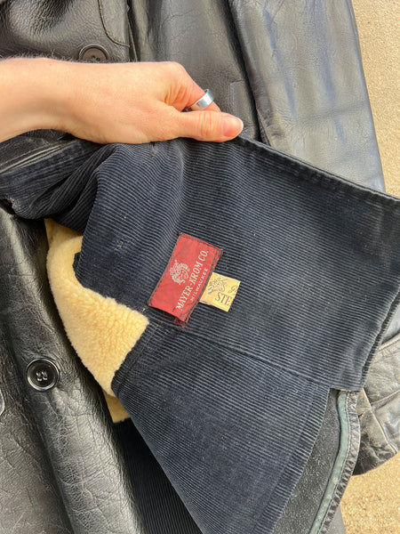 Vintage 1950's Men's Double Breasted Leather Car Coat