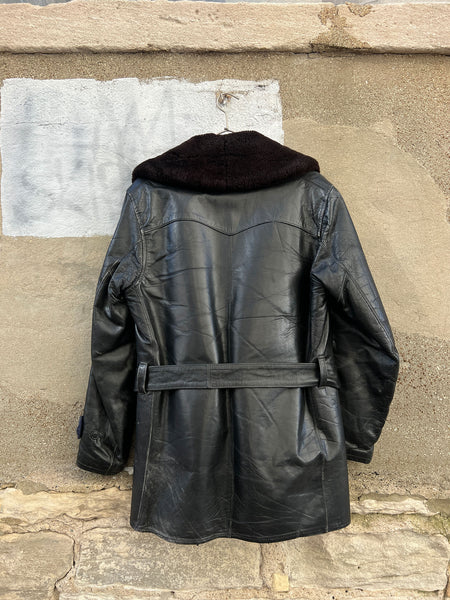 Vintage 1950's Men's Double Breasted Leather Car Coat