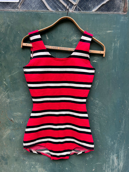 Vintage 1950's - Early 60's Deadstock Striped Cotton Bodysuit