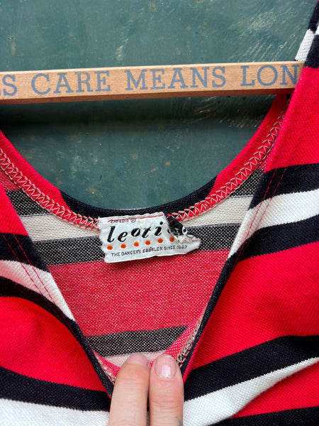 Vintage 1950's - Early 60's Deadstock Striped Cotton Bodysuit