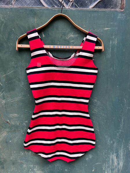 Vintage 1950's - Early 60's Deadstock Striped Cotton Bodysuit