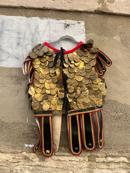 Rare Antique Heavy Metal Hand Stitched Armor for Theatre