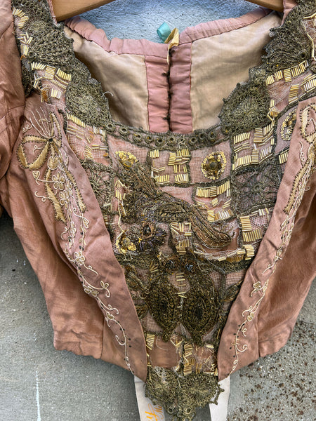 Antique Victorian Era Bodice with Beadwork and Embroidered Ribbons