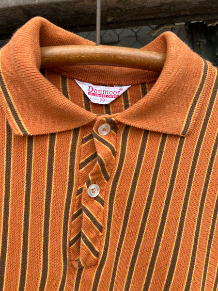 Vintage 1960's Orange Striped Long Sleeve Polo Shirt