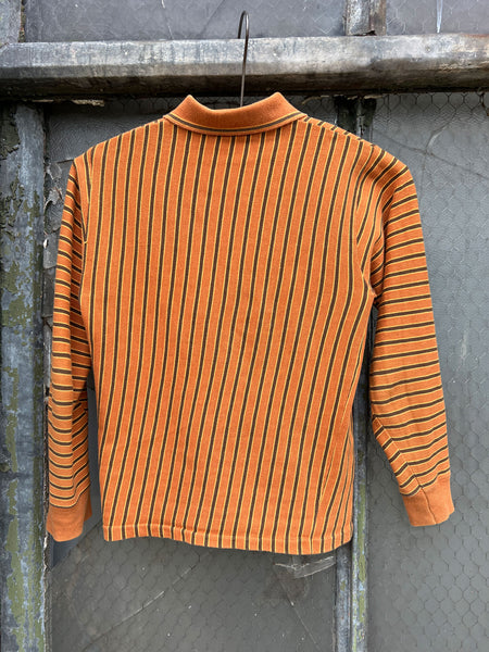 Vintage 1960's Orange Striped Long Sleeve Polo Shirt