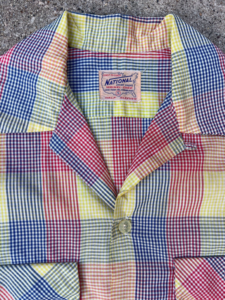 VIntage 1950's - 60's National Brand Loop Collar Short Sleeve Shirt