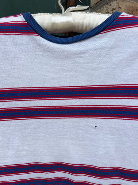 Vintage 1960's Striped Navy and Red Cotton T-Shirt