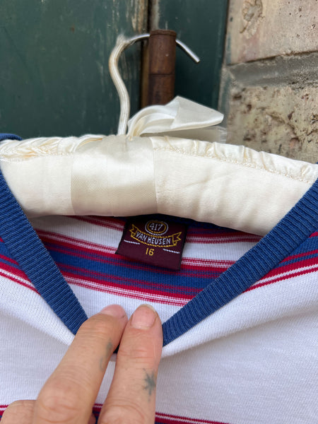 Vintage 1960's Striped Navy and Red Cotton T-Shirt