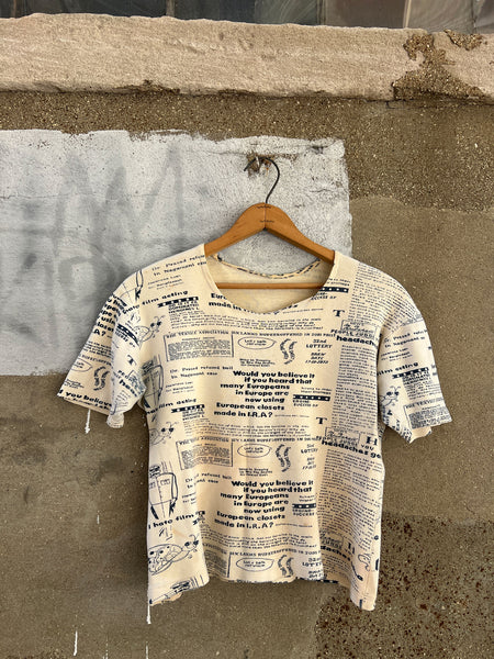 Vintage 1970's Newspaper Print T-Shirt