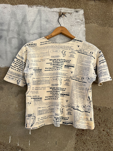 Vintage 1970's Newspaper Print T-Shirt