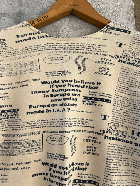 Vintage 1970's Newspaper Print T-Shirt
