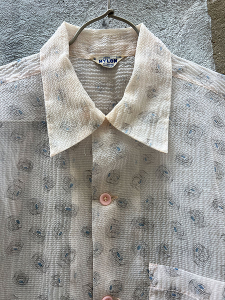 Vintage 1940's Nylon Button Down Shirt, Floating Records
