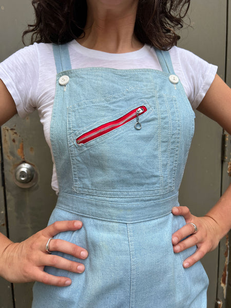 Vintage 1940's Chambray Zippered Overalls
