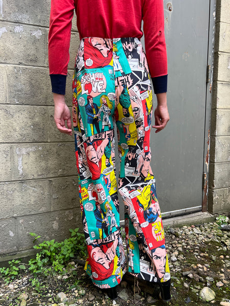 RESERVED !! Vintage 1970's Comic Book LOVE Print Pants