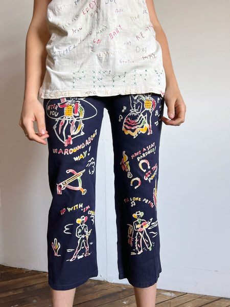 Vintage 1940's Novelty Print Pants, Western
