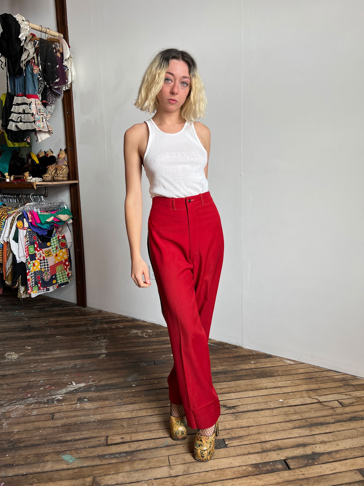 Vintage 1940's Red Wool Uniform Pants