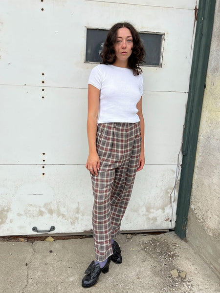 Vintage 1940's - 1950's Rayon Plaid Pants