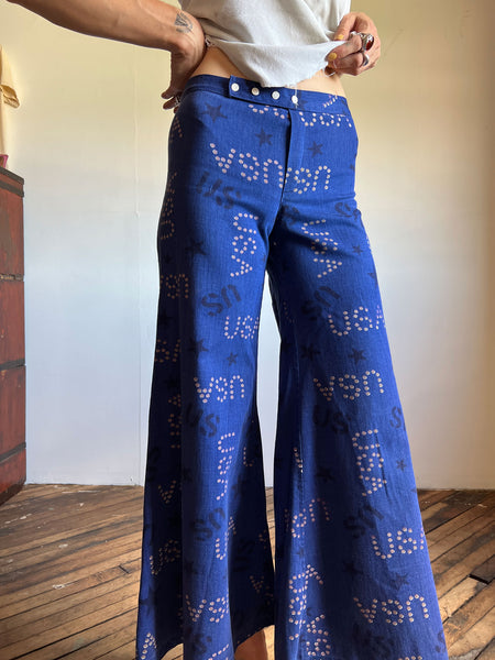 Vintage 1960's 1970's USA Elephant Bell Bottom Pants Jeans Hippie, Retro