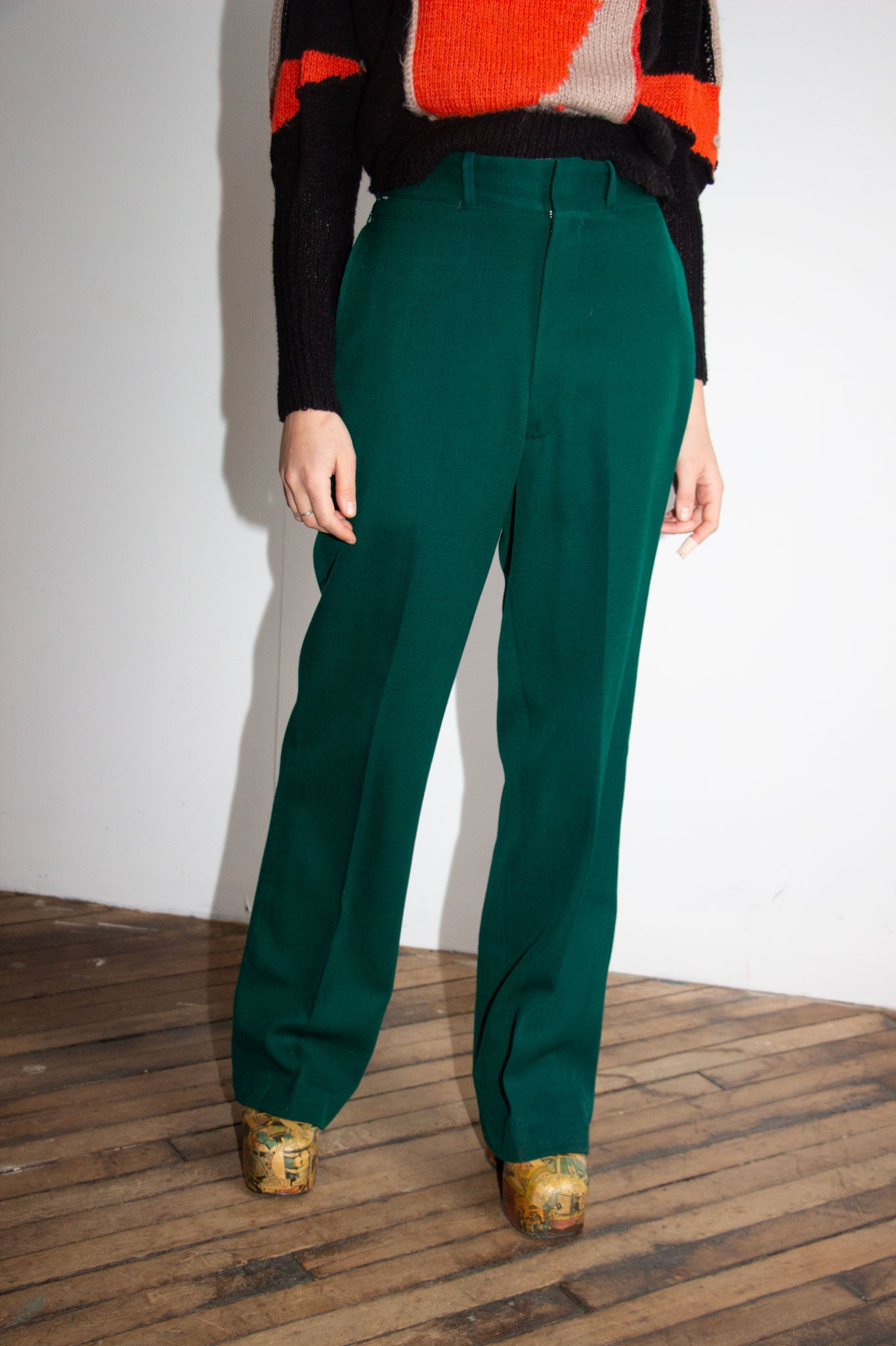 Vintage 1940's Emerald Green Wool Twill Pants