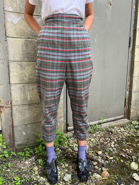 Vintage 1950's Cotton Plaid Side Zip Pants