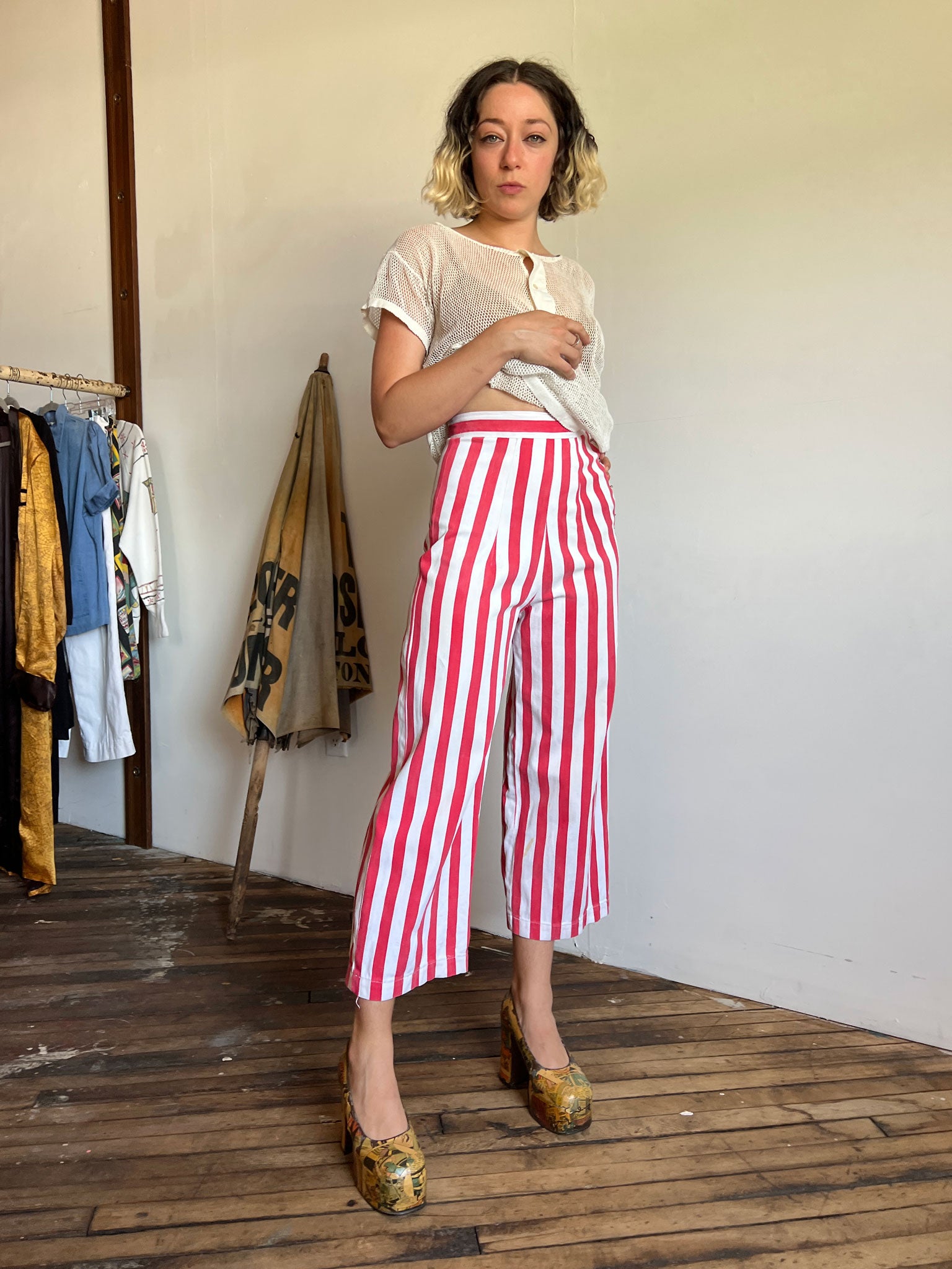 Vintage 1930's Red and White Striped Pants