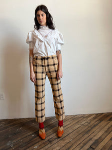 Vintage 1960's 1970's Wool Plaid Pants by H.I.S.
