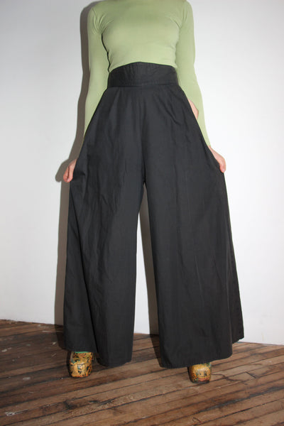 Vintage 1970's Black Ultra Wide Leg Pants