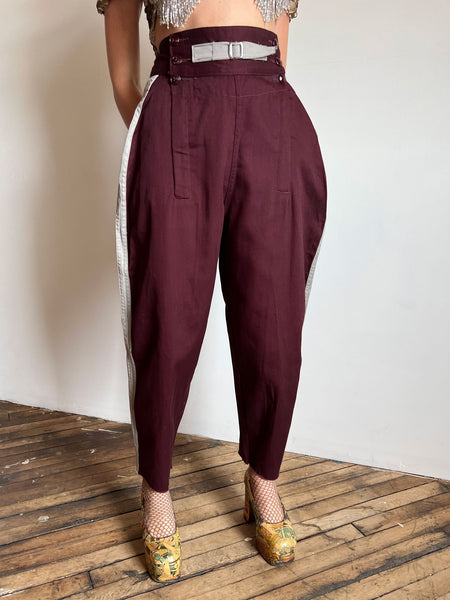 Vintage 1940's Uniform Pants, Double Flap, Striped