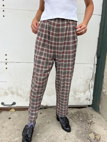 Vintage 1940's - 1950's Rayon Plaid Pants