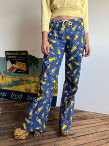 Vintage 1970's Novelty Print Pants, Mr. Peanut, 70's