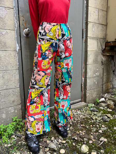 RESERVED !! Vintage 1970's Comic Book LOVE Print Pants