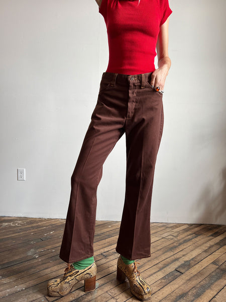 Vintage 1960's - 1970's Brown Retro Pants, Sears, Perma Prest