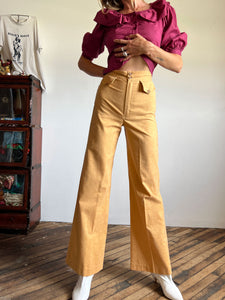 Vintage 1970's Light Yellow High Waist Pants