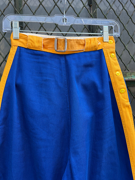 Vintage 1940's Side Button Cotton Uniform Pants