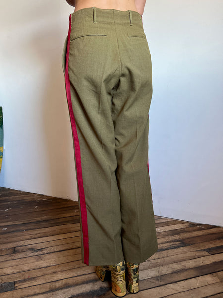 Vintage 1940's Wool Pants with Red Stripe