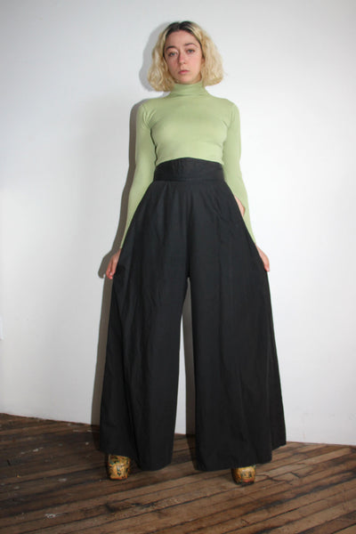 Vintage 1970's Black Ultra Wide Leg Pants