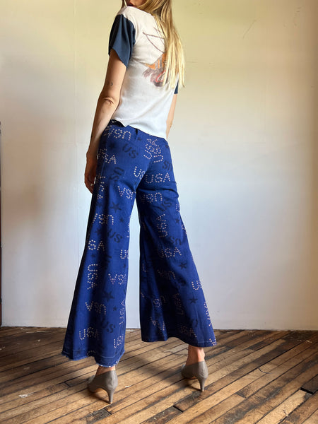 Vintage 1960's 1970's USA Elephant Bell Bottom Pants Jeans Hippie, Retro