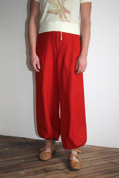 Vintage 1940's Red Wool Balloon Pants