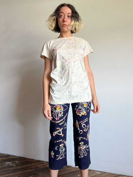 Vintage 1940's Novelty Print Pants, Western