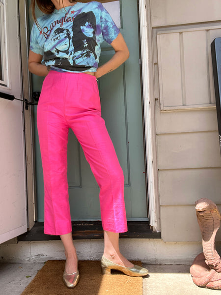 Vintage 1950's Hot Pink Silk Pants
