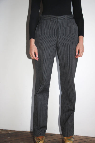 Early Vintage 1920's Pin Striped Grey Wool Pants, Buckle Back