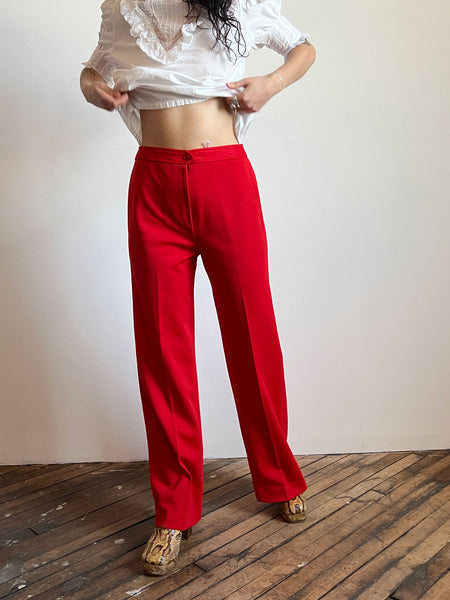 Vintage 1970's Red Polyester Pants
