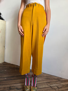 Vintage 1940's Gabardine Wool Ochre Striped Uniform Pants