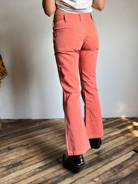 Vintage 1970's Peachy Pink Low Rise Pants