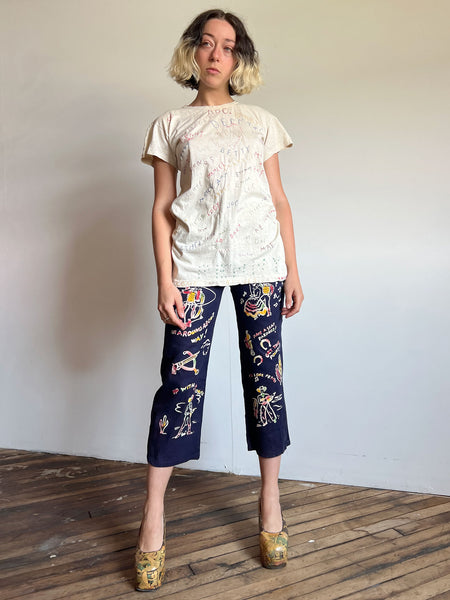 Vintage 1940's Novelty Print Pants, Western