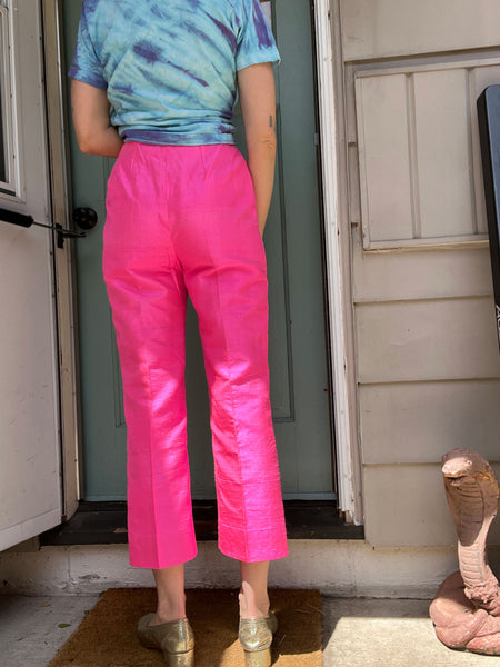 Vintage 1950's Hot Pink Silk Pants