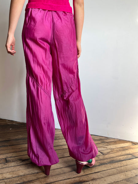 Vintage 1970's 1980's Magenta Wind Breaker Pants UCW Brand NYLON