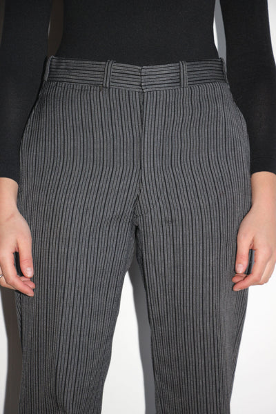 Early Vintage 1920's Pin Striped Grey Wool Pants, Buckle Back