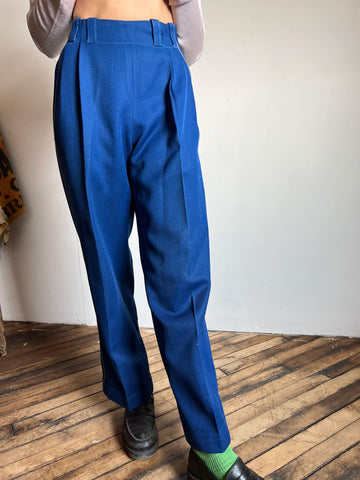 Vintage 1940's Blue Wool Side Zip Uniform Pants