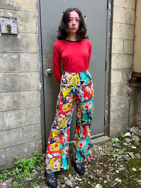 RESERVED !! Vintage 1970's Comic Book LOVE Print Pants